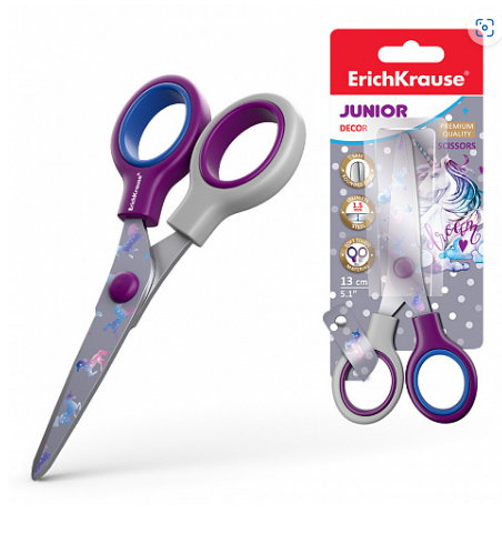 Foarfeca pentru copii, imprimeu unicorn, lame otel inoxidabil 13 cm, ergonomica - imagine 3